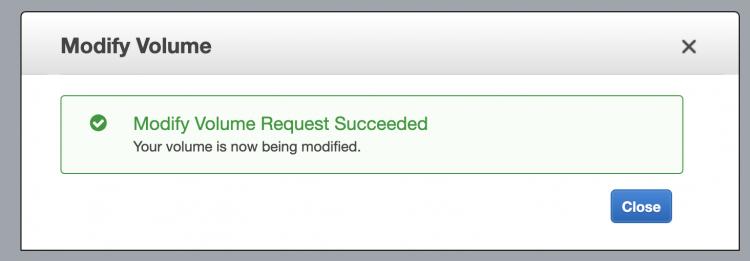 Erfolgreiche EBS-Modifikation
