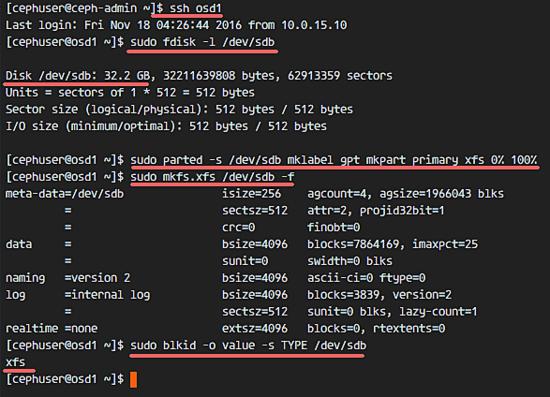 Formatieren Sie /dev/sdb auf allen Knoten mit XFS.