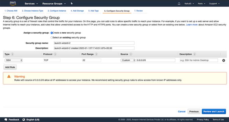 Sicherheitsgruppe konfigurieren