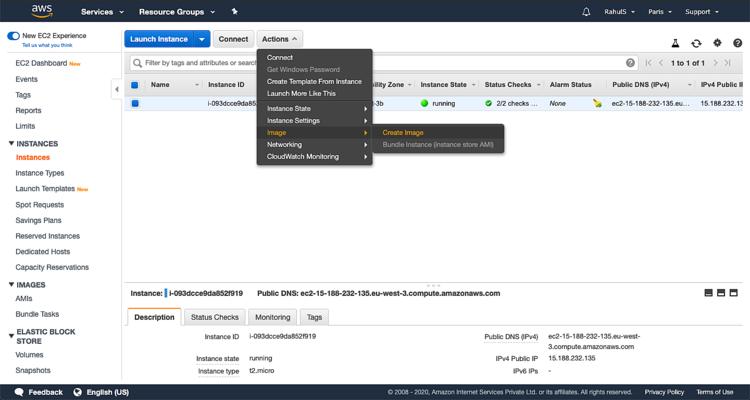 Aktionen -&gt; Bild -&gt; Bild erstellen