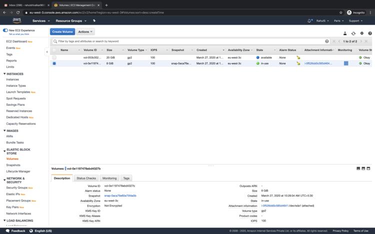 Liste der EBS-Volumes