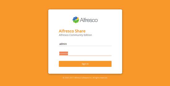 Anmeldung bei Alfresco