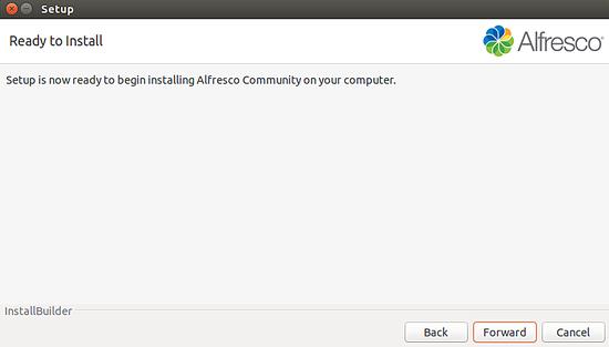Bereit zur Installation von Alfresco