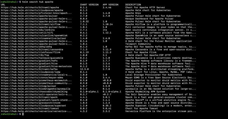 Ein Paket im Helm Hub suchen