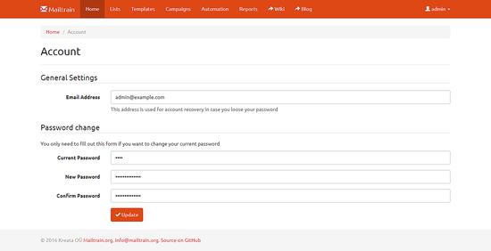 Konto in Mailtrain erstellen