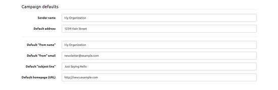 Standardeinstellungen der Mailtrain-Kampagne