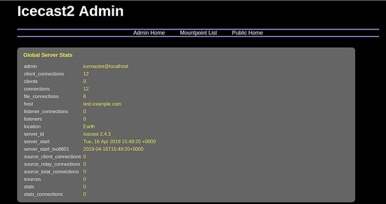 Global Icecast 2 Serverstatus