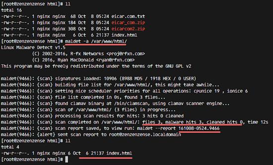 Ein Verzeichnis mit Maldet scannen