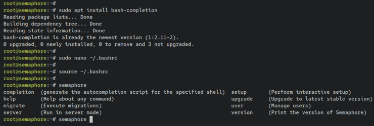 Semaphore Auto-Vervollständigen
