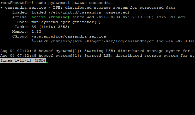 Den Status von Apache Cassandra prüfen