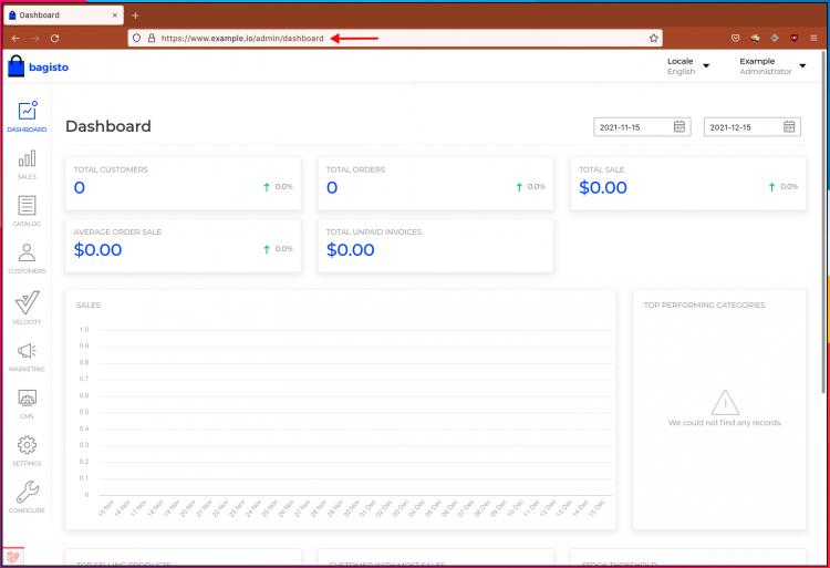Bagisto Admin Dashboard