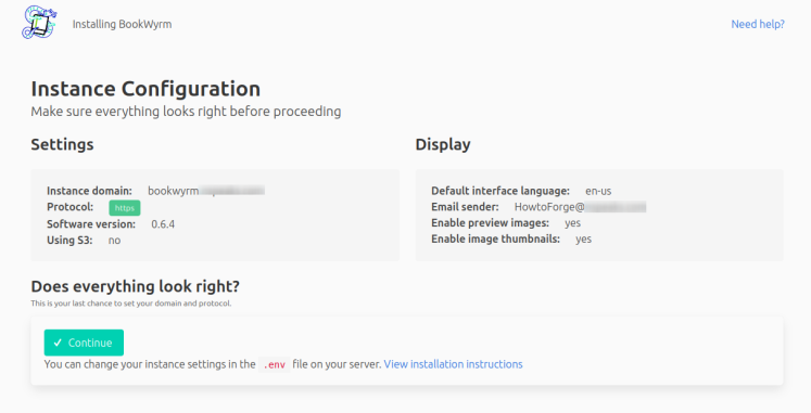 BookWyrm Setup Bildschirm