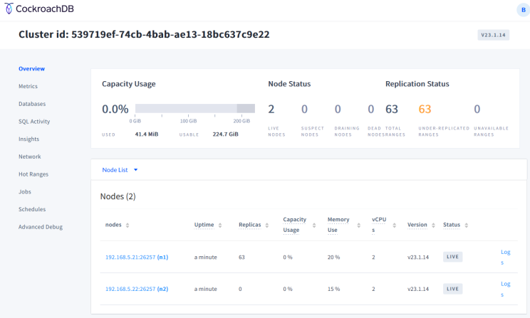 cockroachdb dashboard
