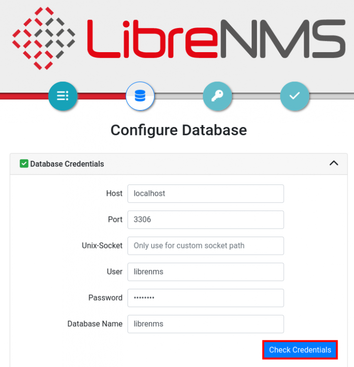 Datenbankkonfiguration librenms