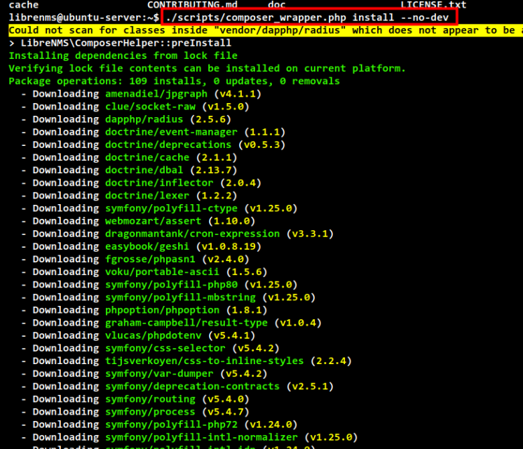 librenms php-Abhängigkeiten installieren