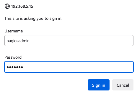 Anmeldung bei Nagios