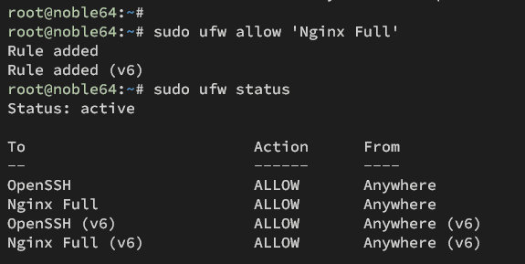nginx ufw einrichten