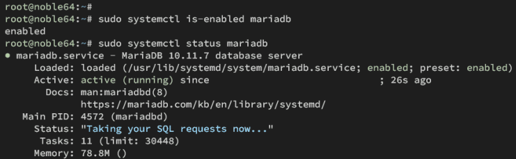 mariadb-Dienst prüfen