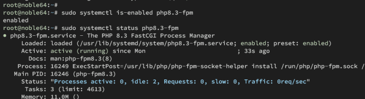 php-fpm Dienst prüfen