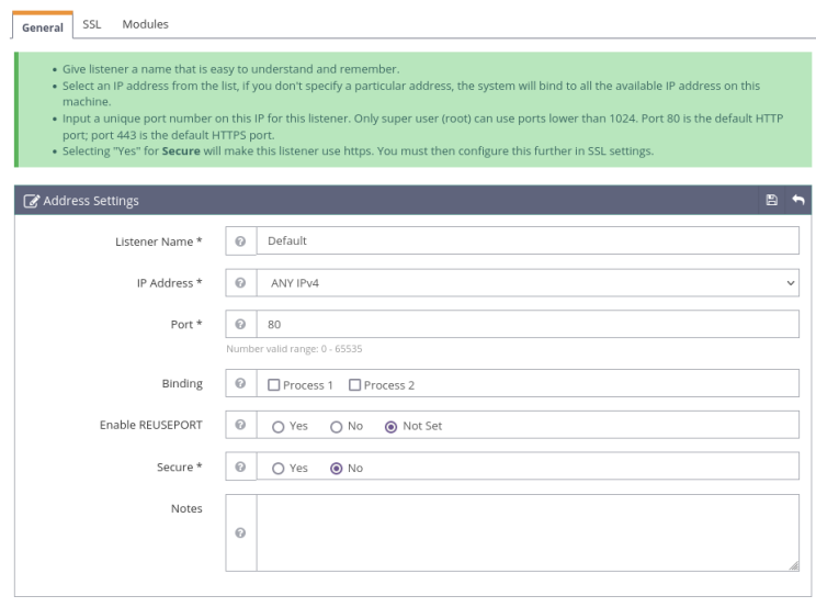Listener auf Port 80 ändern