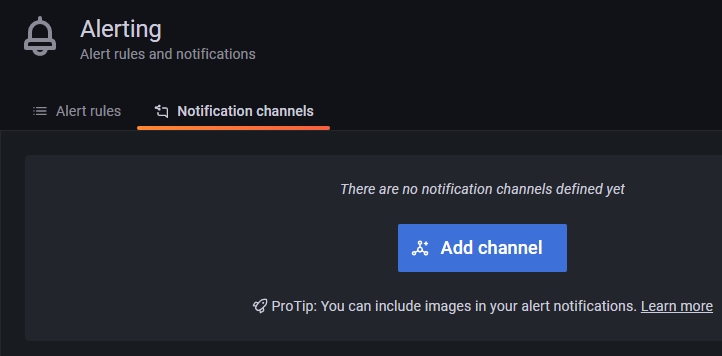 Grafana Kanal hinzufügen