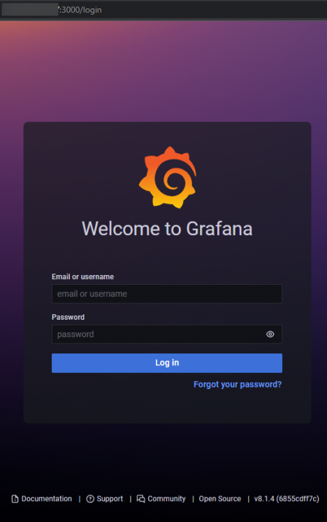 Grafana Login Seite