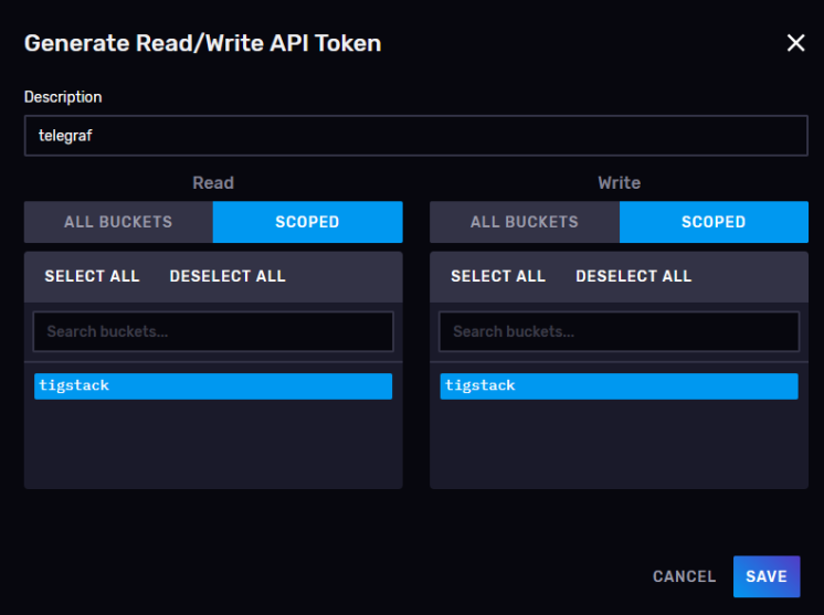 InfluxDB Token erstellen
