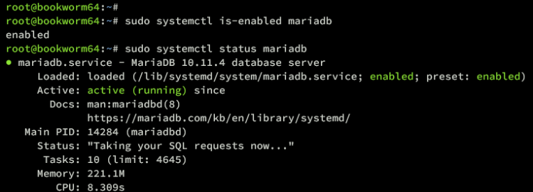 verifiziere mariadb