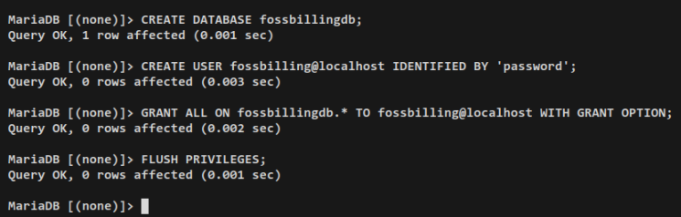 Datenbank und Benutzer anlegen