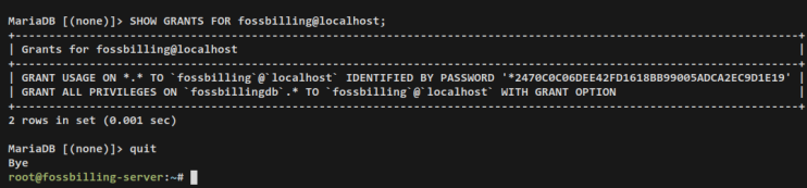 mariadb-Benutzer verifizieren