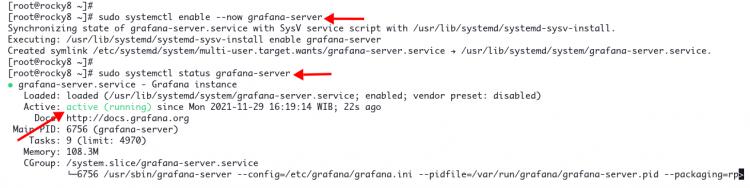 Überprüfe den Status des Grafana-Dienstes