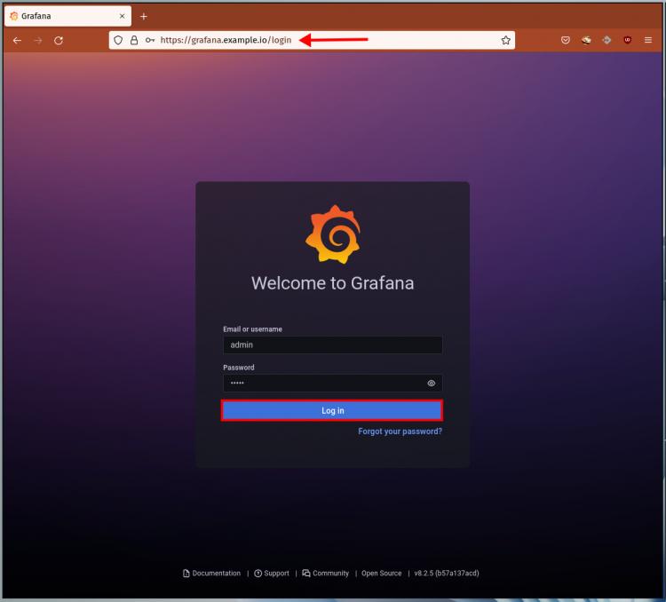 Grafana Login Seite