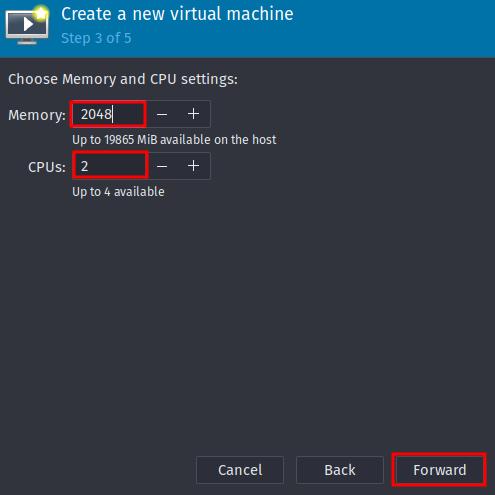 cpu und speicher einrichten