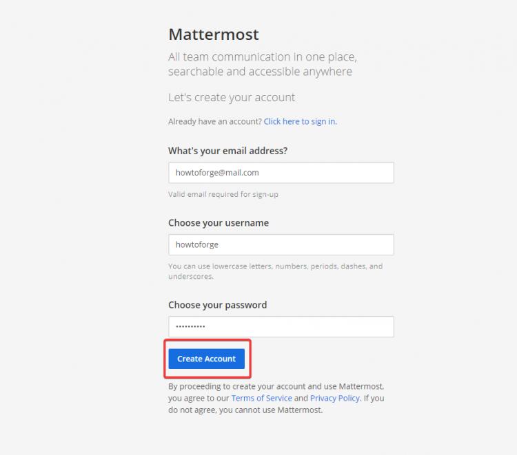 Zugriff auf die Mattermost Web UI