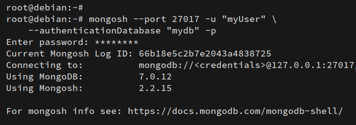 mongodb anmelden
