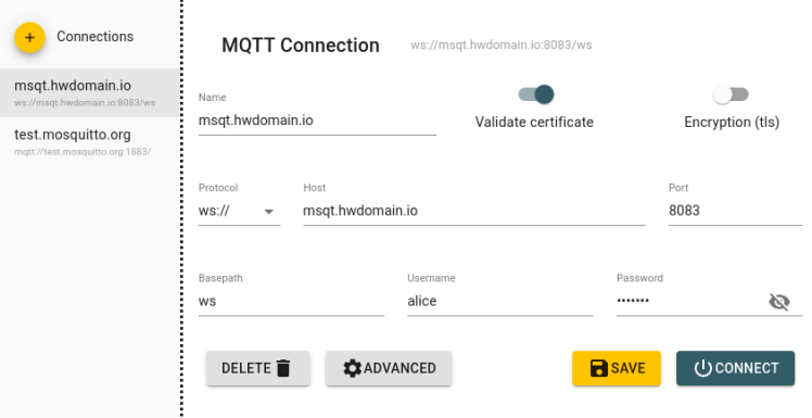 mit mosquitto verbinden