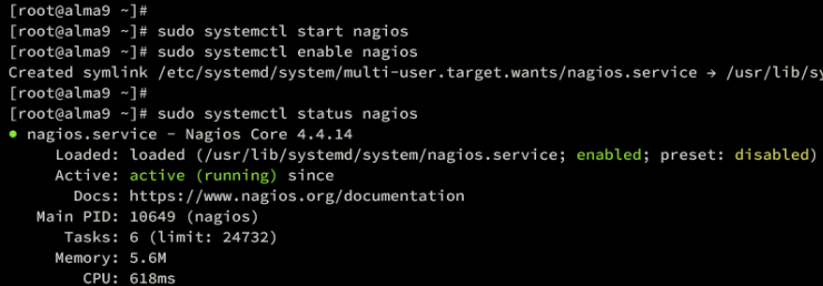 verify nagios starten