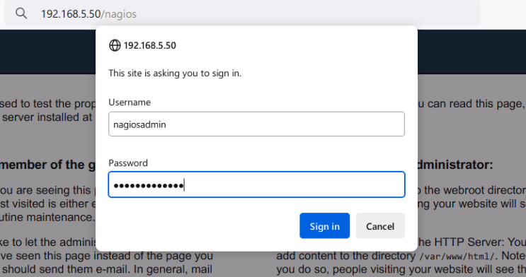 nagiosadmin anmelden