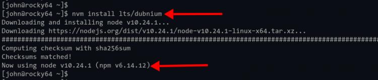 nvm Node.js basierend auf dem Codenamen Release installieren