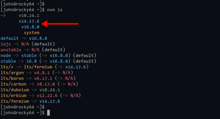 Überprüfe mit nvm, ob Node.js auf dem System installiert ist