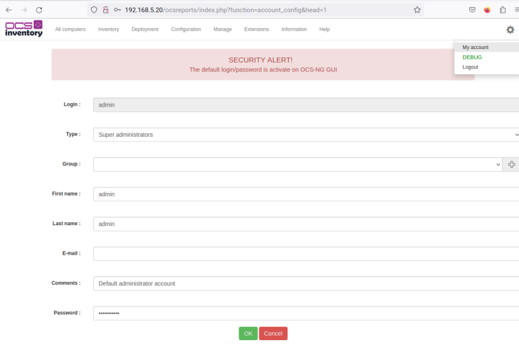 Admin-Passwort ändern