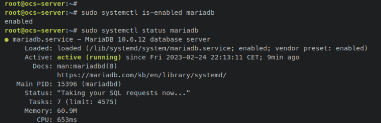 verifiziere mariadb