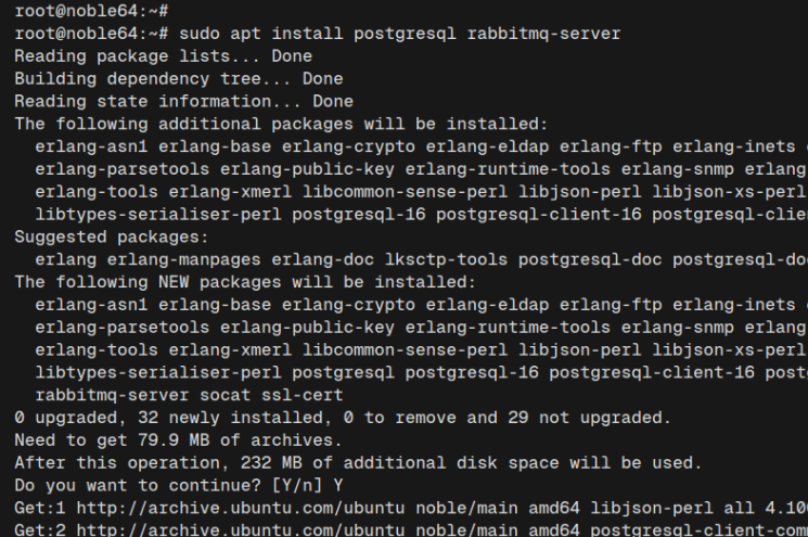 postgresql rabbitmq installieren