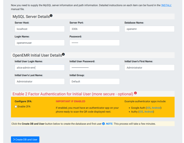 Datenbankeinstellungen