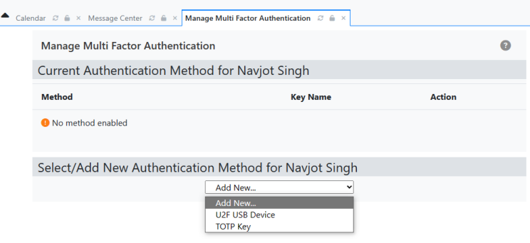 OpenEMR 2FA Type Page