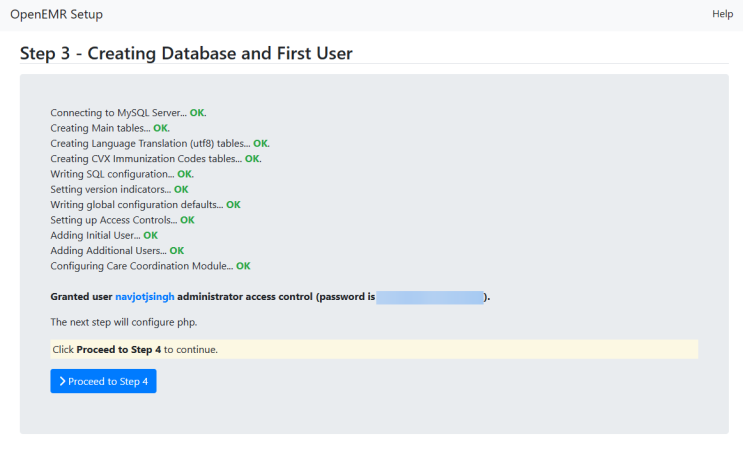 OpenEMR Datenbank und Benutzer erstellen