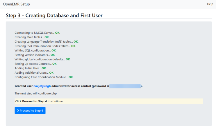 OpenEMR Datenbank und Benutzer erstellen