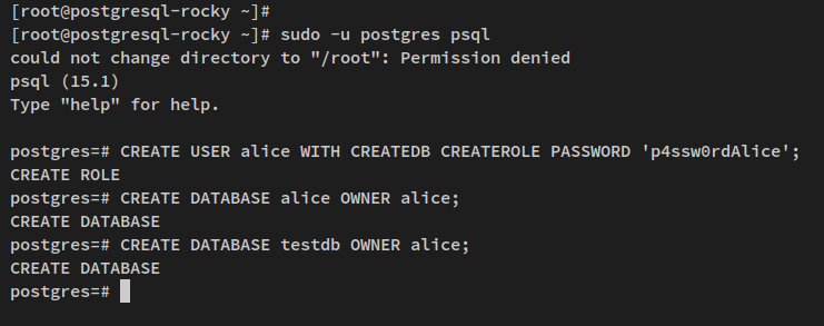 Benutzer- und Daatbases erstellen
