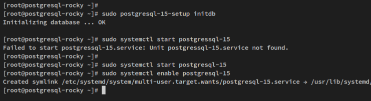 postgresql initialisieren und starten