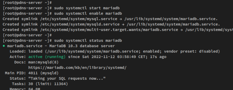 start enable verify mariadb